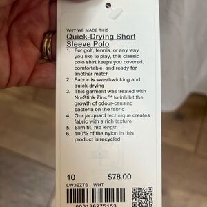 Lululemon Quick Dry Short Sleeve Polo